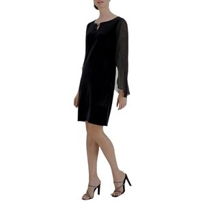 CONNECTED APPAREL WOMEN'S BLACK VELVET SHEER SLEEVES COCKTAIL DRESS SIZE 6